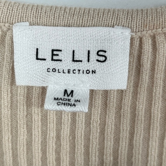 Le Lis Beige Satin Bow Cutout Knit Sleeveless Mini Dress Ribbed M Medium - Picture 8 of 11